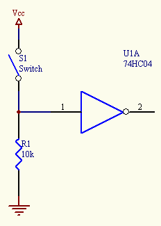 Simple schematic showing pull-down resistor